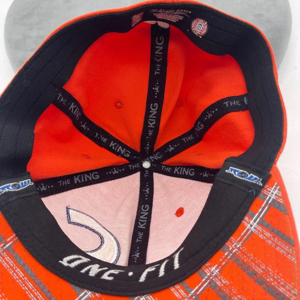 Top of the World Clemson Tigers One-Fit Orange Plaid C Logo Stretch Hat OSFA Cap